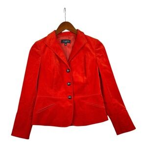 Talbots‎ Three Button Velvet Blazer Size 4 Petite Orange